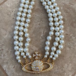 Vivienne Westwood Gold Triple Pearl Necklace